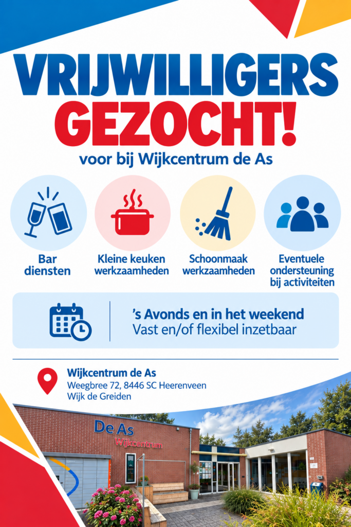 Vrijwilligers wijkcentrum de As